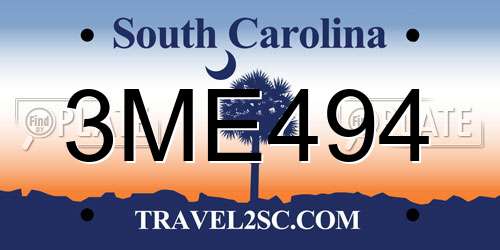 3ME494 South Carolina License Plate