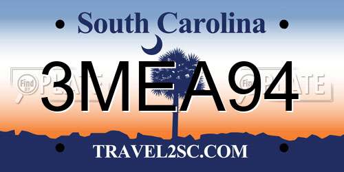 3MEA94 South Carolina License Plate