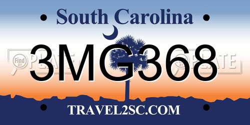 3MG368 South Carolina License Plate
