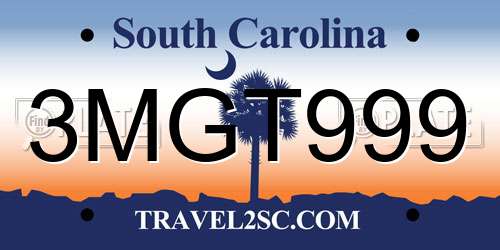 3MGT999 South Carolina License Plate