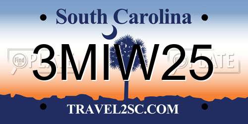 3MIW25 South Carolina License Plate
