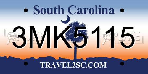 3MK5115 South Carolina License Plate