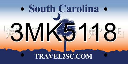 3MK5118 South Carolina License Plate
