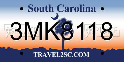 3MK8118 South Carolina License Plate