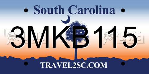 3MKB115 South Carolina License Plate