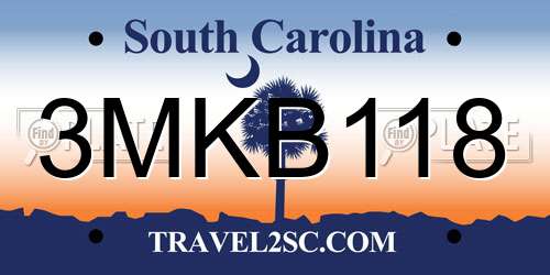 3MKB118 South Carolina License Plate
