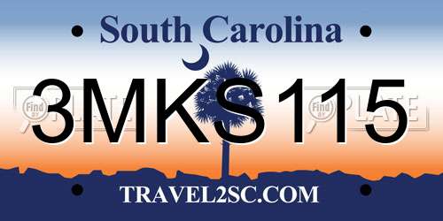 3MKS115 South Carolina License Plate