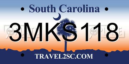 3MKS118 South Carolina License Plate