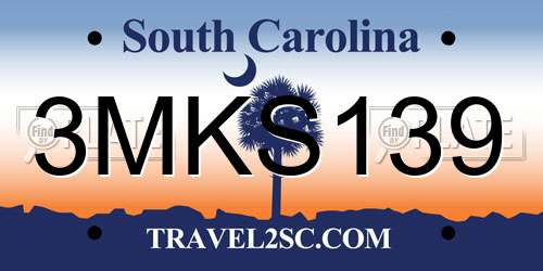 3MKS139 South Carolina License Plate