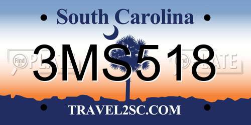 3MS518 South Carolina License Plate