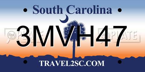 3MVH47 South Carolina License Plate