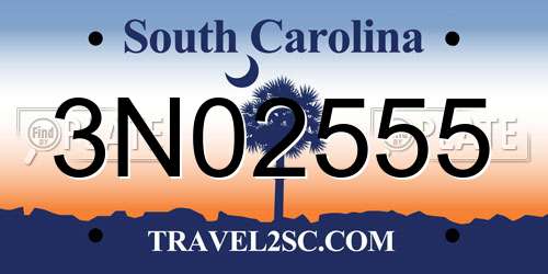 3N02555 South Carolina License Plate