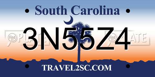 3N55Z4 South Carolina License Plate