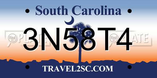 3N58T4 South Carolina License Plate