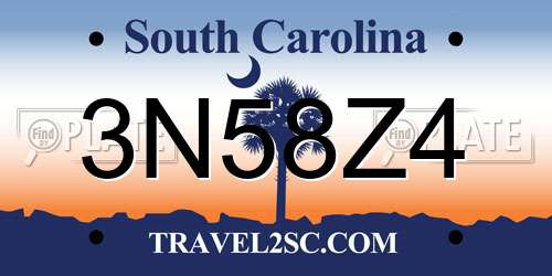 3N58Z4 South Carolina License Plate