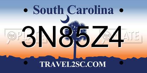 3N85Z4 South Carolina License Plate