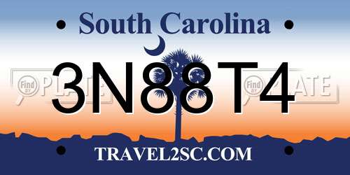 3N88T4 South Carolina License Plate