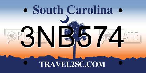 3NB574 South Carolina License Plate
