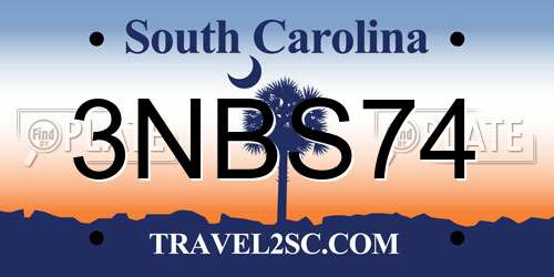 3NBS74 South Carolina License Plate