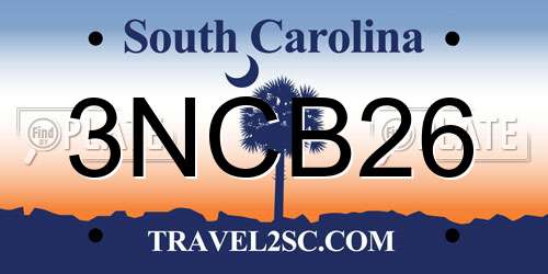 3NCB26 South Carolina License Plate