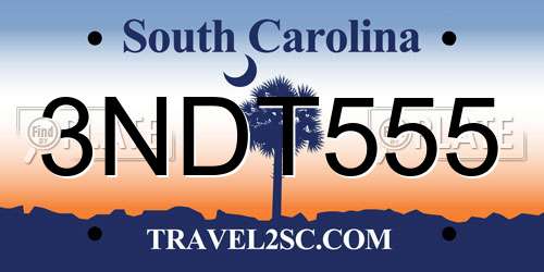 3NDT555 South Carolina License Plate