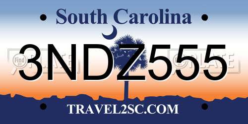 3NDZ555 South Carolina License Plate