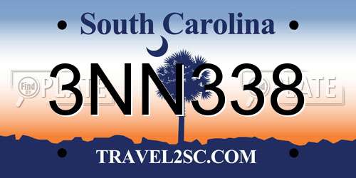 3NN338 South Carolina License Plate