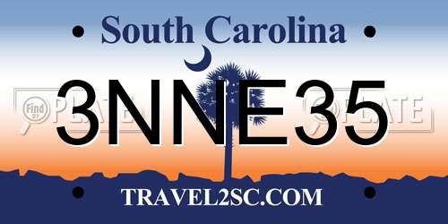 3NNE35 South Carolina License Plate