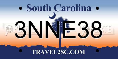 3NNE38 South Carolina License Plate