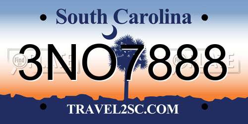 3NO7888 South Carolina License Plate