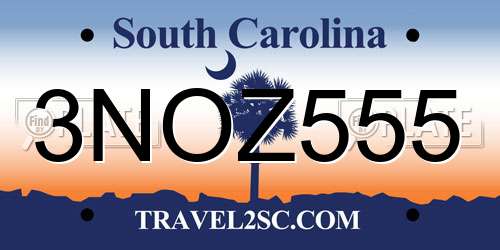 3NOZ555 South Carolina License Plate