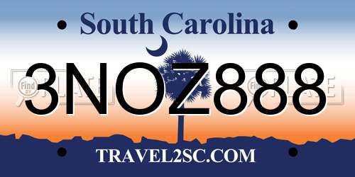 3NOZ888 South Carolina License Plate
