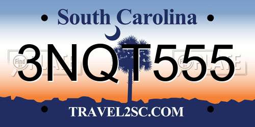 3NQT555 South Carolina License Plate