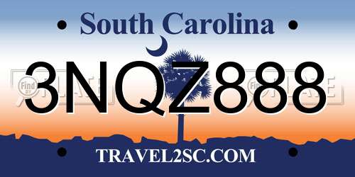 3NQZ888 South Carolina License Plate
