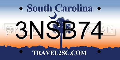 3NSB74 South Carolina License Plate