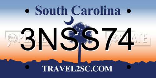 3NSS74 South Carolina License Plate