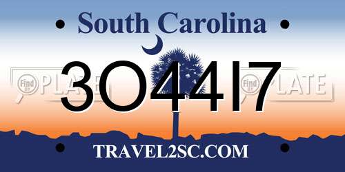 3O44I7 South Carolina License Plate
