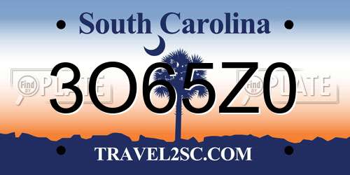 3O65Z0 South Carolina License Plate