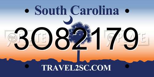 3O82179 South Carolina License Plate