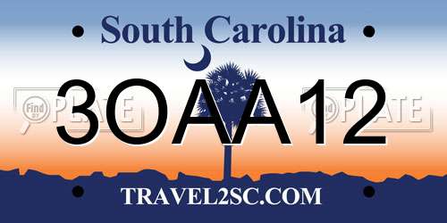 3OAA12 South Carolina License Plate