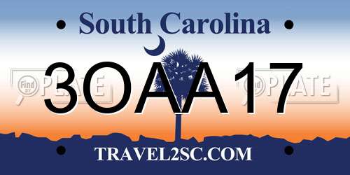 3OAA17 South Carolina License Plate