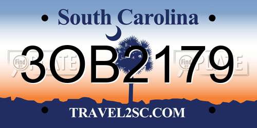 3OB2179 South Carolina License Plate