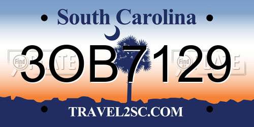 3OB7129 South Carolina License Plate