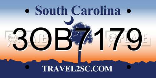 3OB7179 South Carolina License Plate