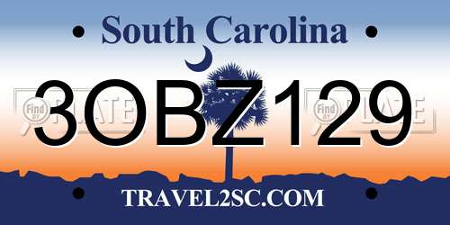 3OBZ129 South Carolina License Plate