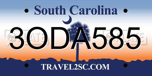 3ODA585 South Carolina License Plate