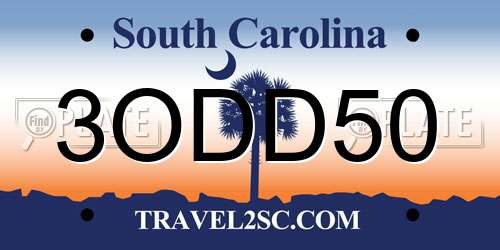 3ODD50 South Carolina License Plate