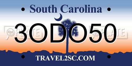 3ODO50 South Carolina License Plate
