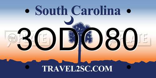 3ODO80 South Carolina License Plate