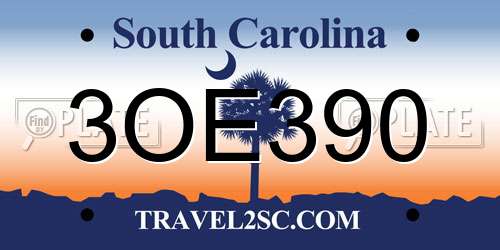3OE390 South Carolina License Plate
